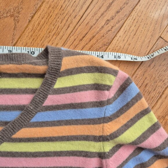 Talbots Cashmere Pastel Stripe V-Neck Pullover Sweater Size Small - Picture 7 of 10
